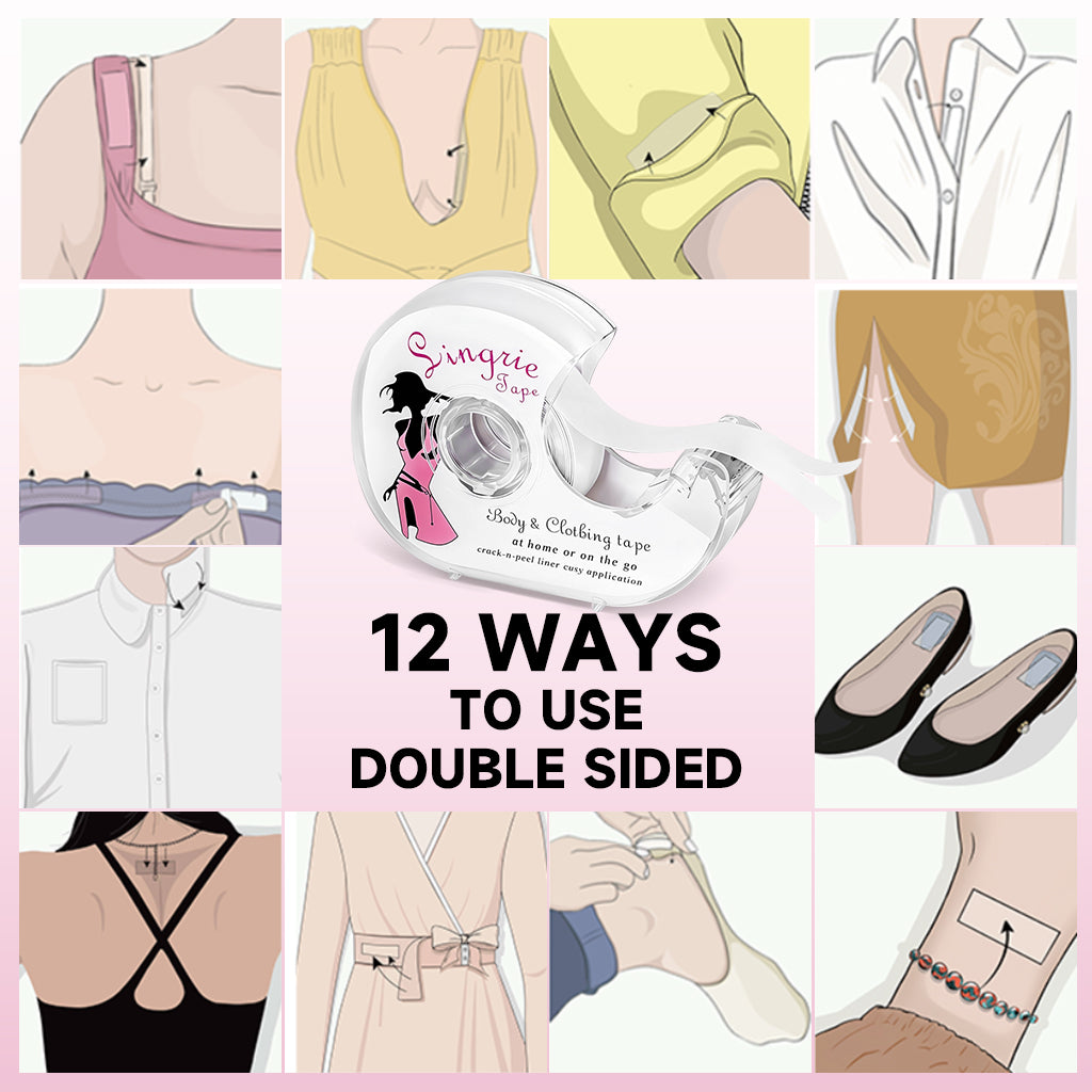 MAYCREATE Anti-exposure Tape for Shirts 5.47 Yard Adhesive Tape Dress Tape Double-Sided Invisible Modesty Tape for Clothes, Dress, Shirt, with One Roll Replacement Refill MAYCREATE Anti-exposure Tape for Shirts 5.47 Yard Adhesive Tape Dress Tape Double-Sided Invisible Modesty Tape for Clothes, Dress, Shirt, with One Roll Replacement Refill